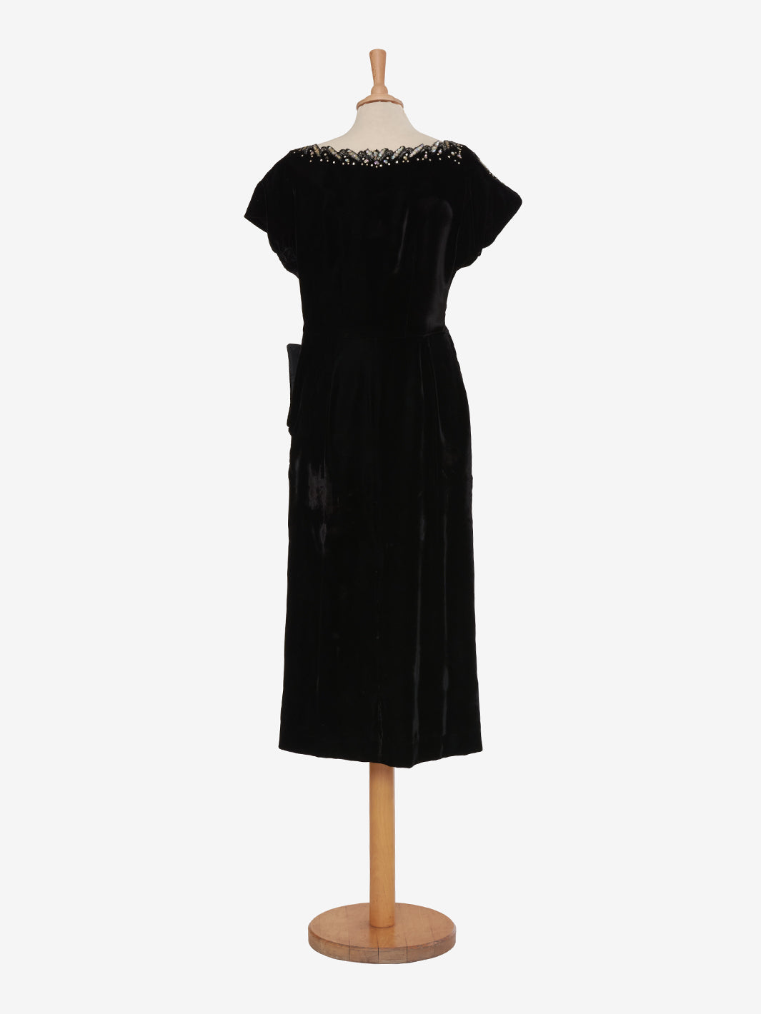 Vintage velvet dress with sequin embroidery - '40s