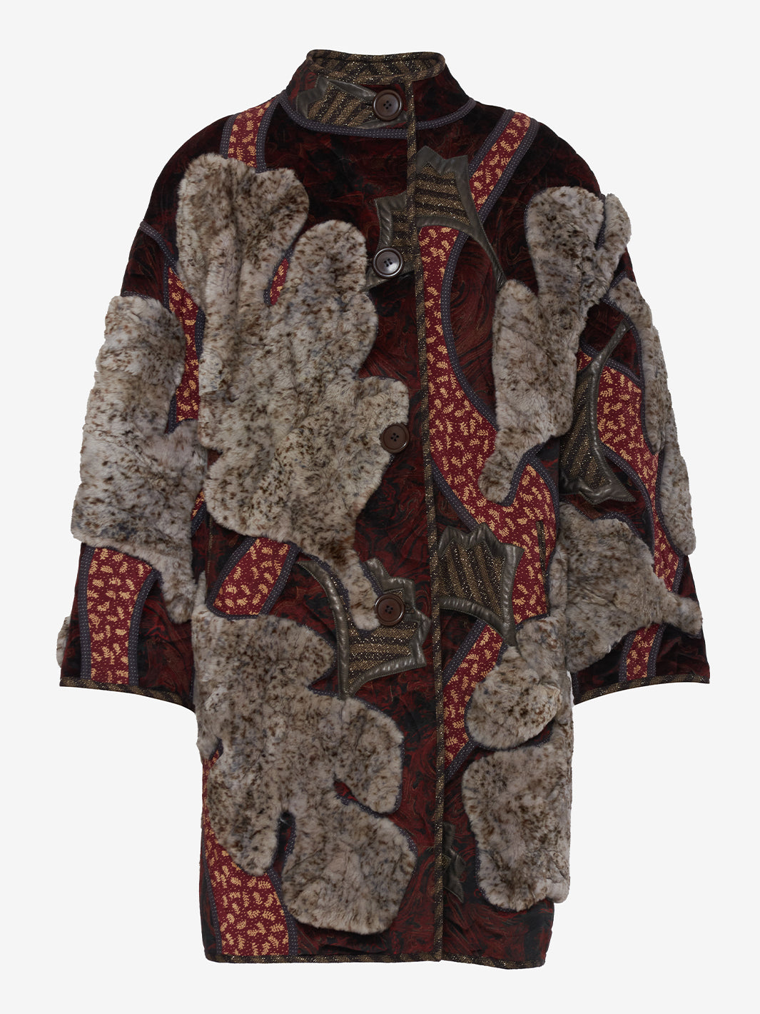 Vintage patchwork jacket with fur - '00