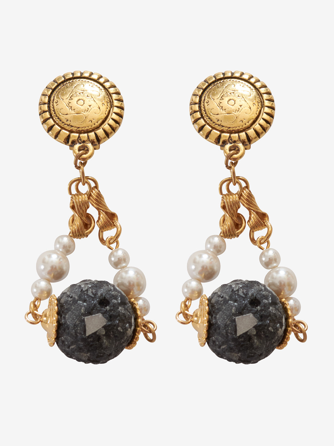 Vintage earrings with black stone