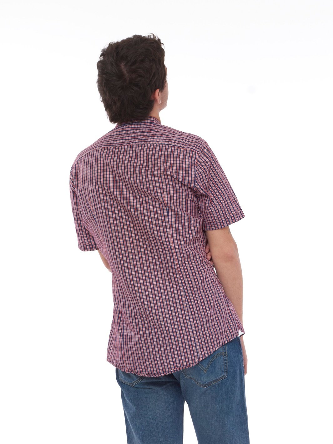 Y2K cotton short-sleeved cotton shirt with check-pattern