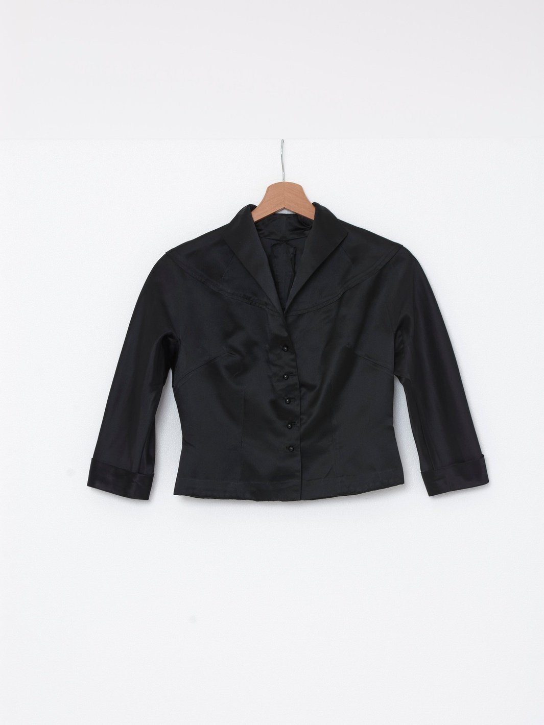 1980s black tailored silk suit