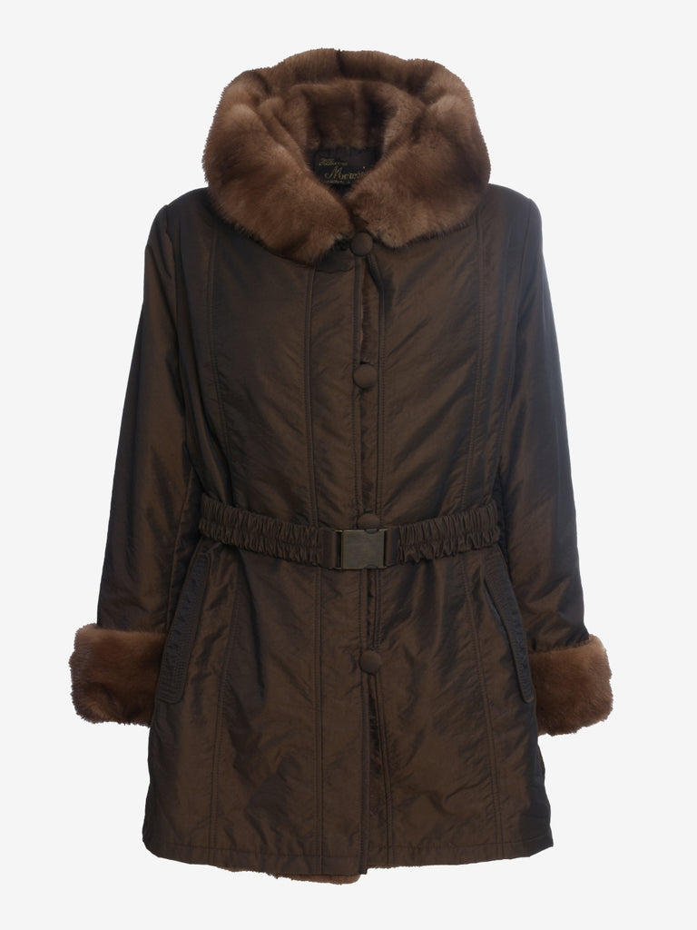Vintage Coat In Technical Fabric And Fur