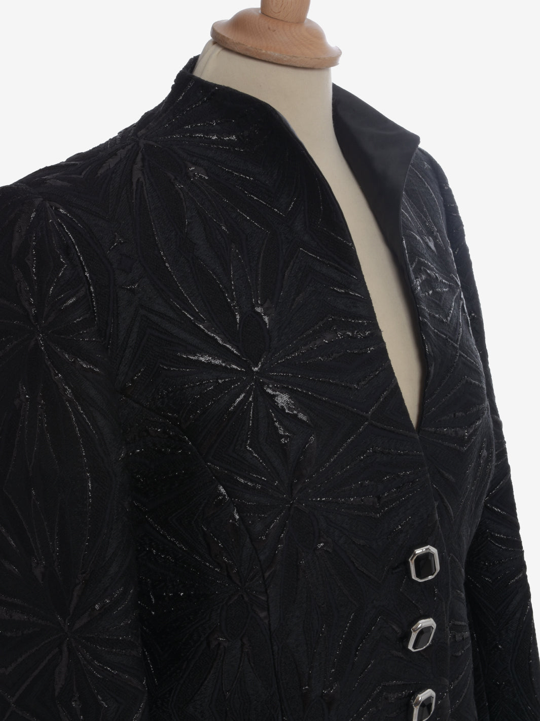 Vintage Black Blazer With Jewels Buttons
