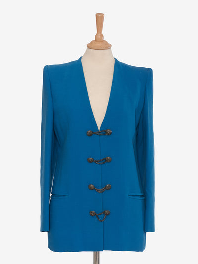 Vintage single-breasted blazer in blue wool