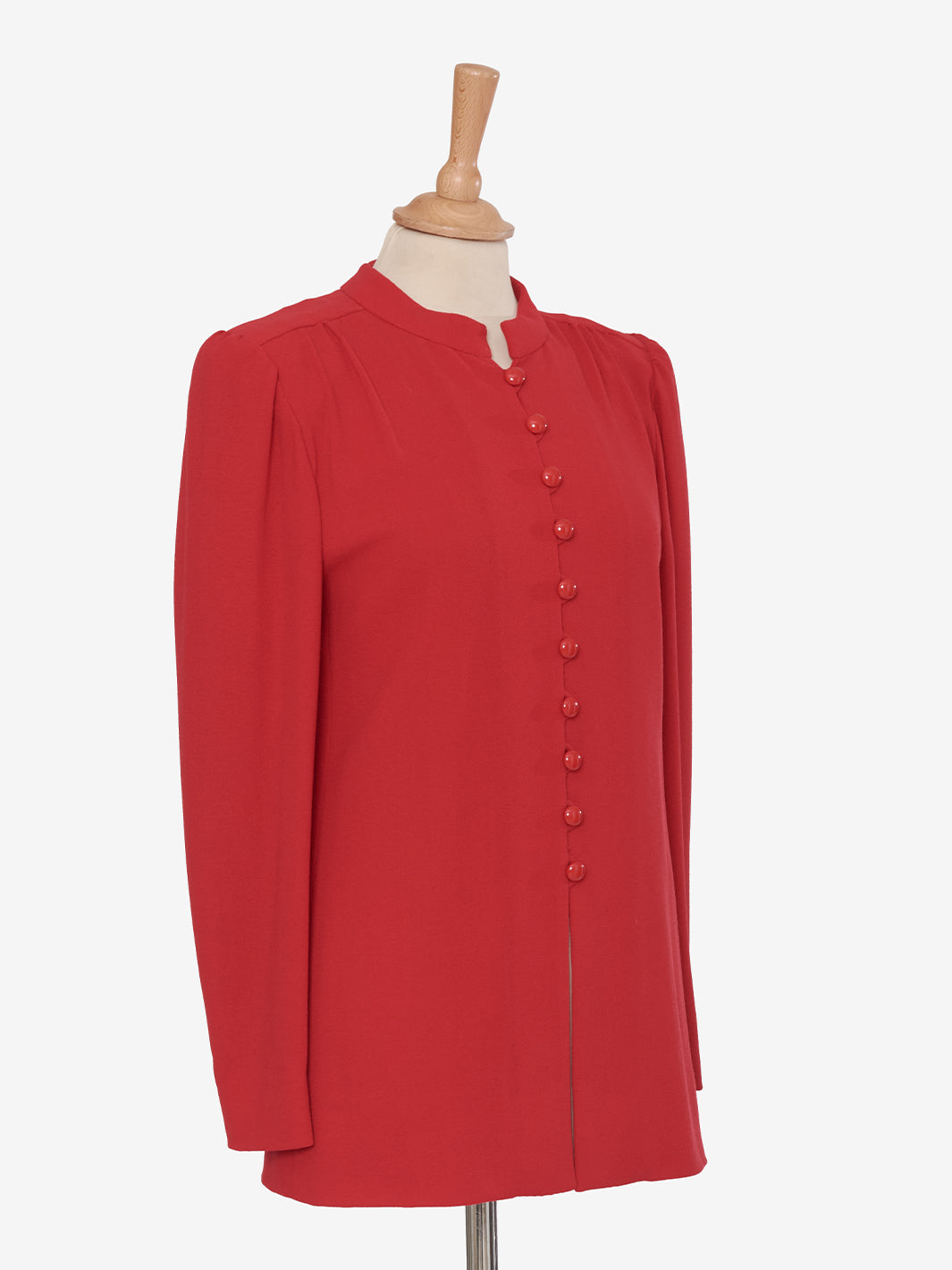 Red wool crepe suit