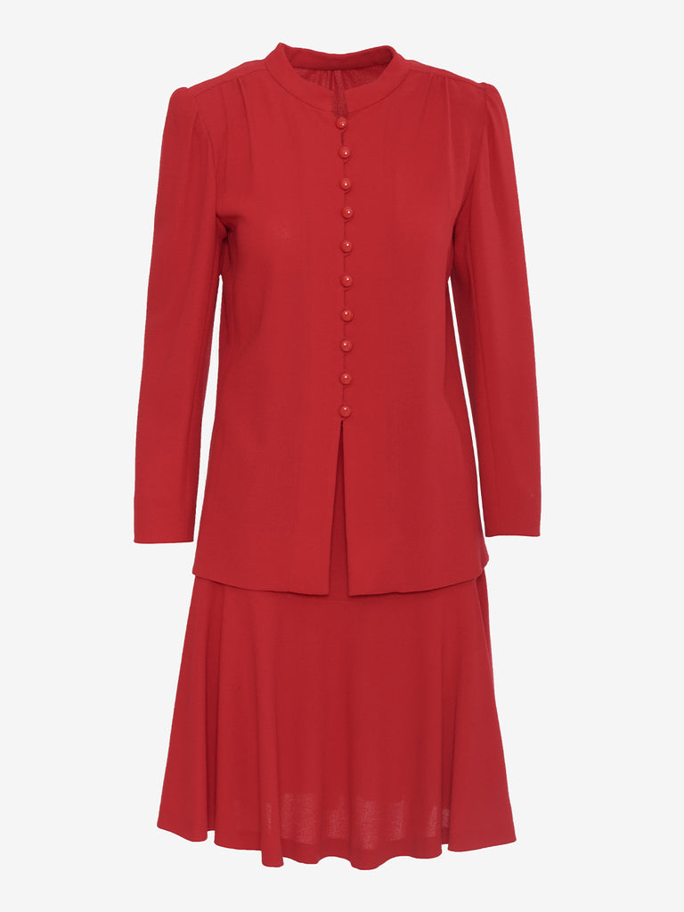 Red wool crepe suit