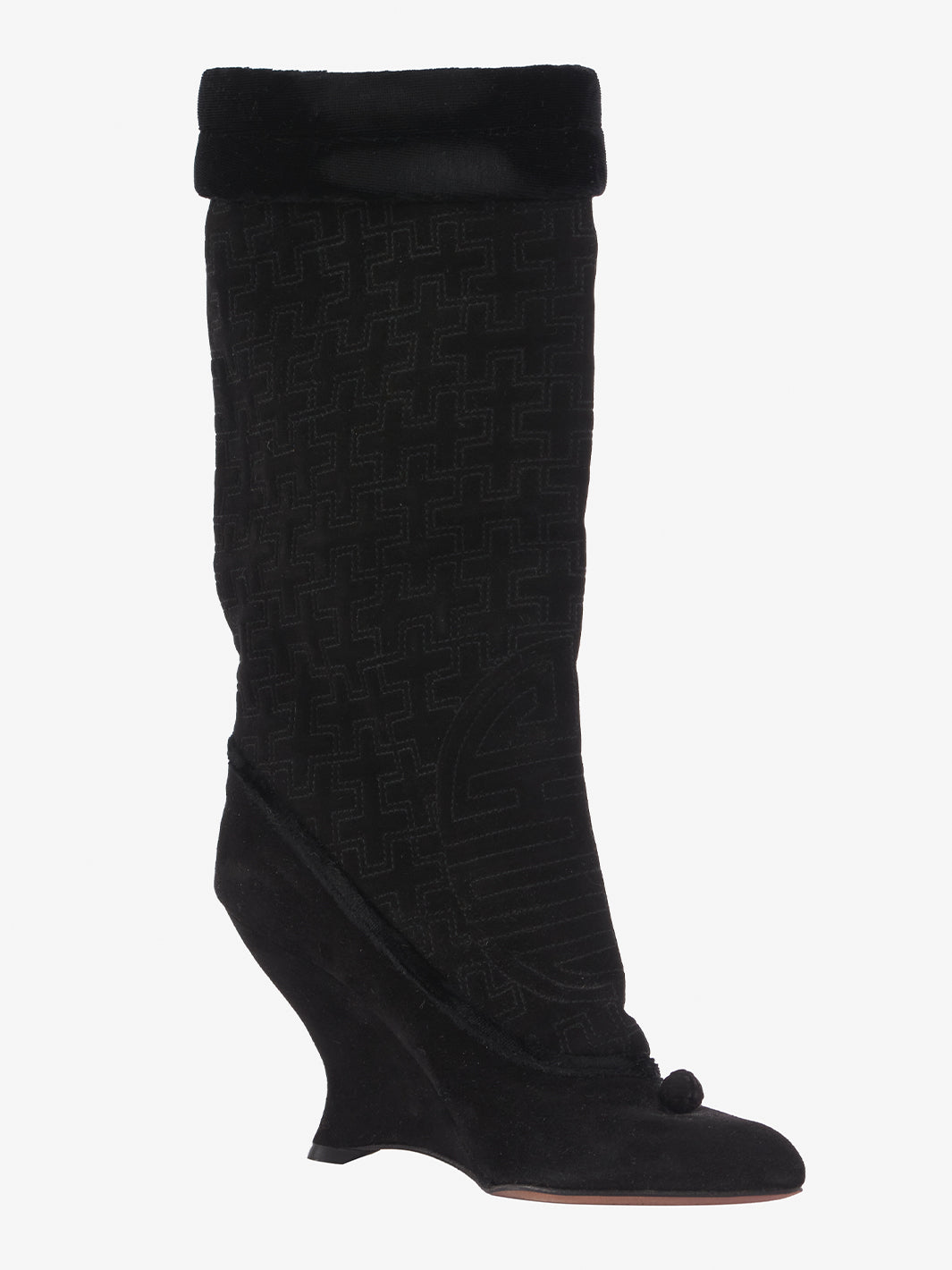 Tom Ford for Yves Saint Laurent black suede wedge boot