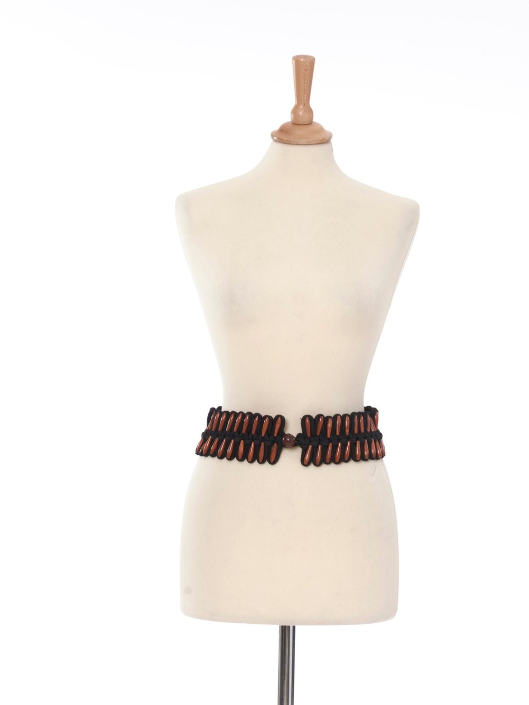 Yves Saint Laurent fabric and wood belt