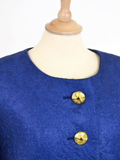 YSL Rive Gauche blue suit with golden buttons, 80s