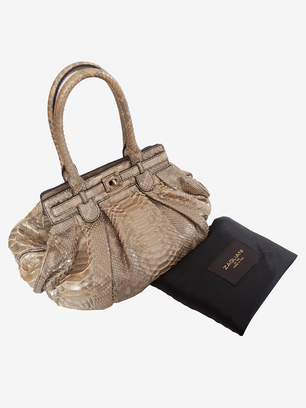 Zagliani Gold bag in exotic leather