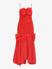 Vintage red ruffle dress with bows and scarf