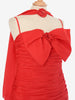 Vintage red ruffle dress with bows and scarf