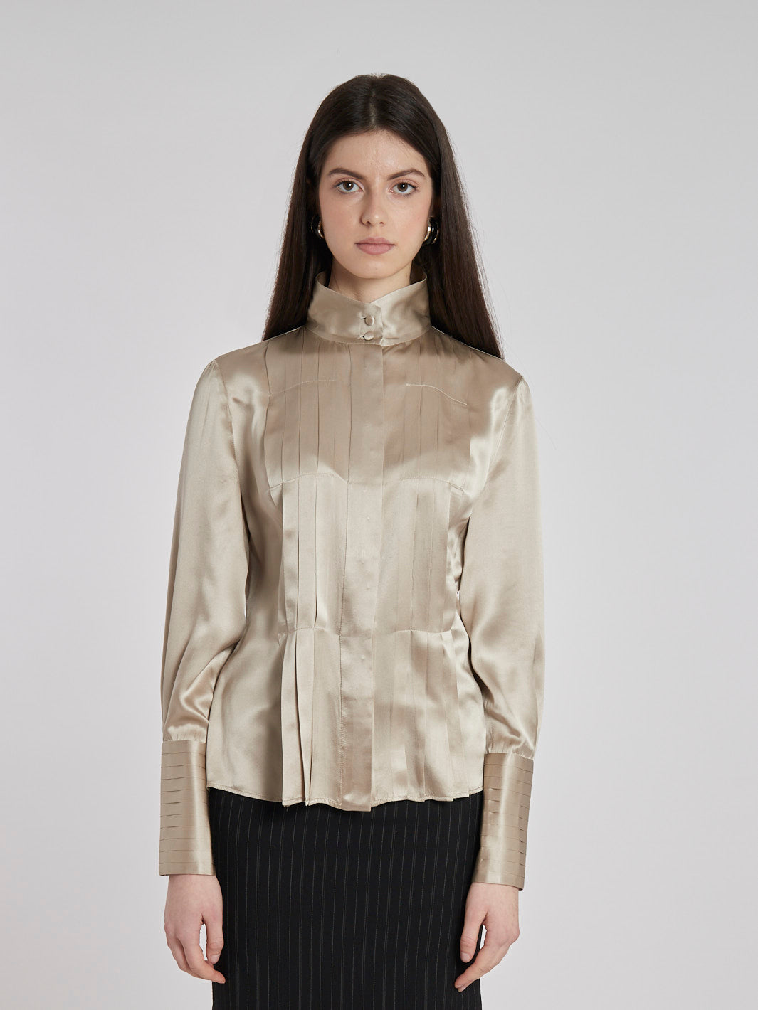 Blusa Y2K Lidia cardinale in seta color champagne