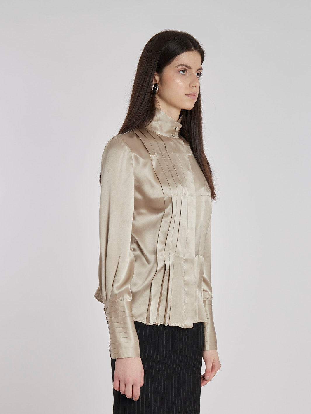 Blusa Y2K Lidia cardinale in seta color champagne