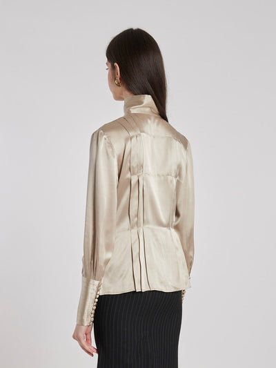 Y2K Lidia cardinale champagne-coloured silk blouse